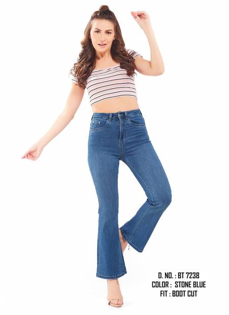 New Stylish Jeans Fancy Wear Boot Cut Pant Latest Collection BT 4115 Stone Blue